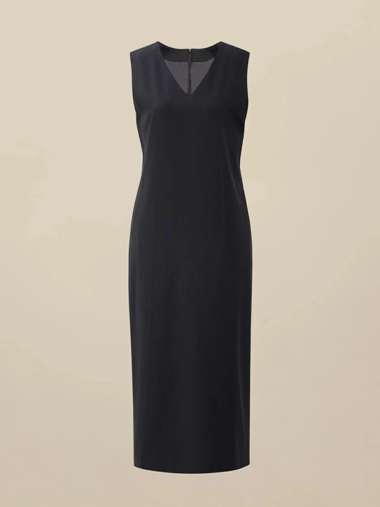 Amoretu Wool V-Neck Sleeveless Straight Dress