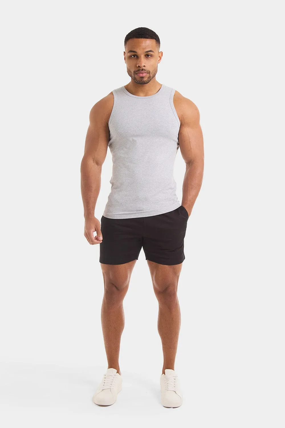 Athletic Fit Drawstring Chino Short 5" in Black