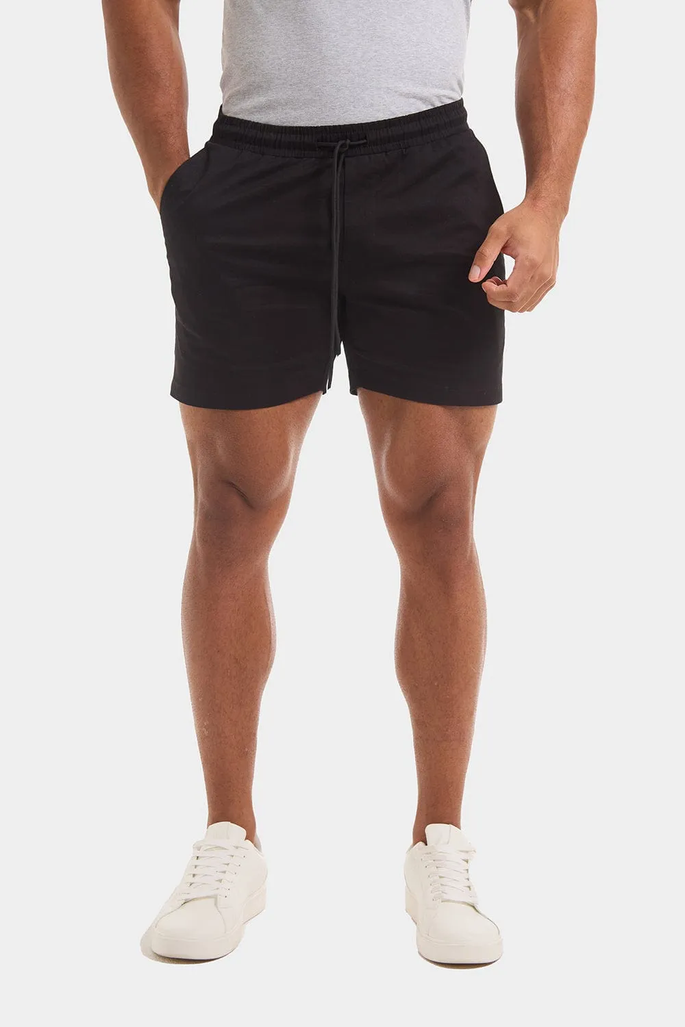 Athletic Fit Drawstring Chino Short 5" in Black