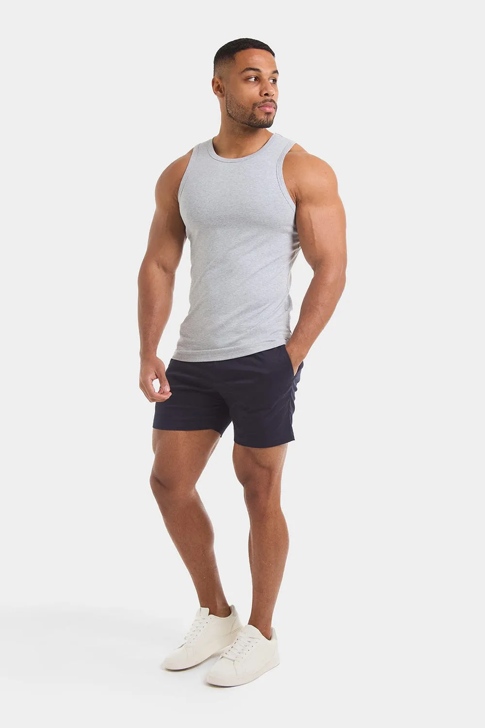 Athletic Fit Drawstring Chino Short 5" in Navy