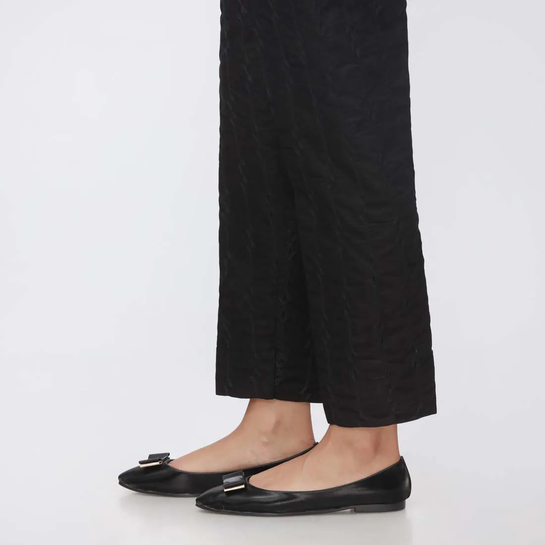 Black Embroidered Cambric Slim Fit Trouser PS3562