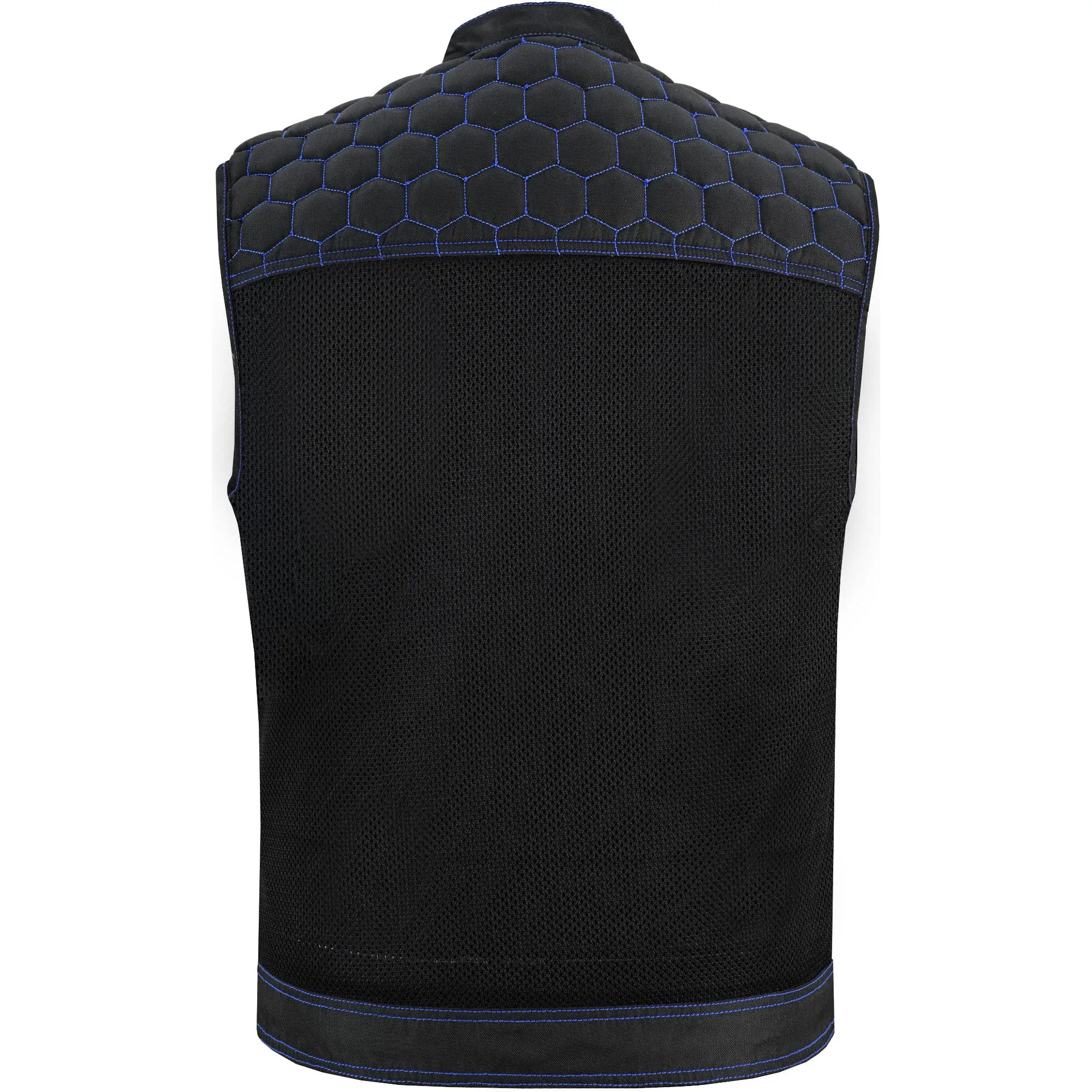 Blue Soul Men's Black Mesh Textile Vest with Blue Paisley Liner