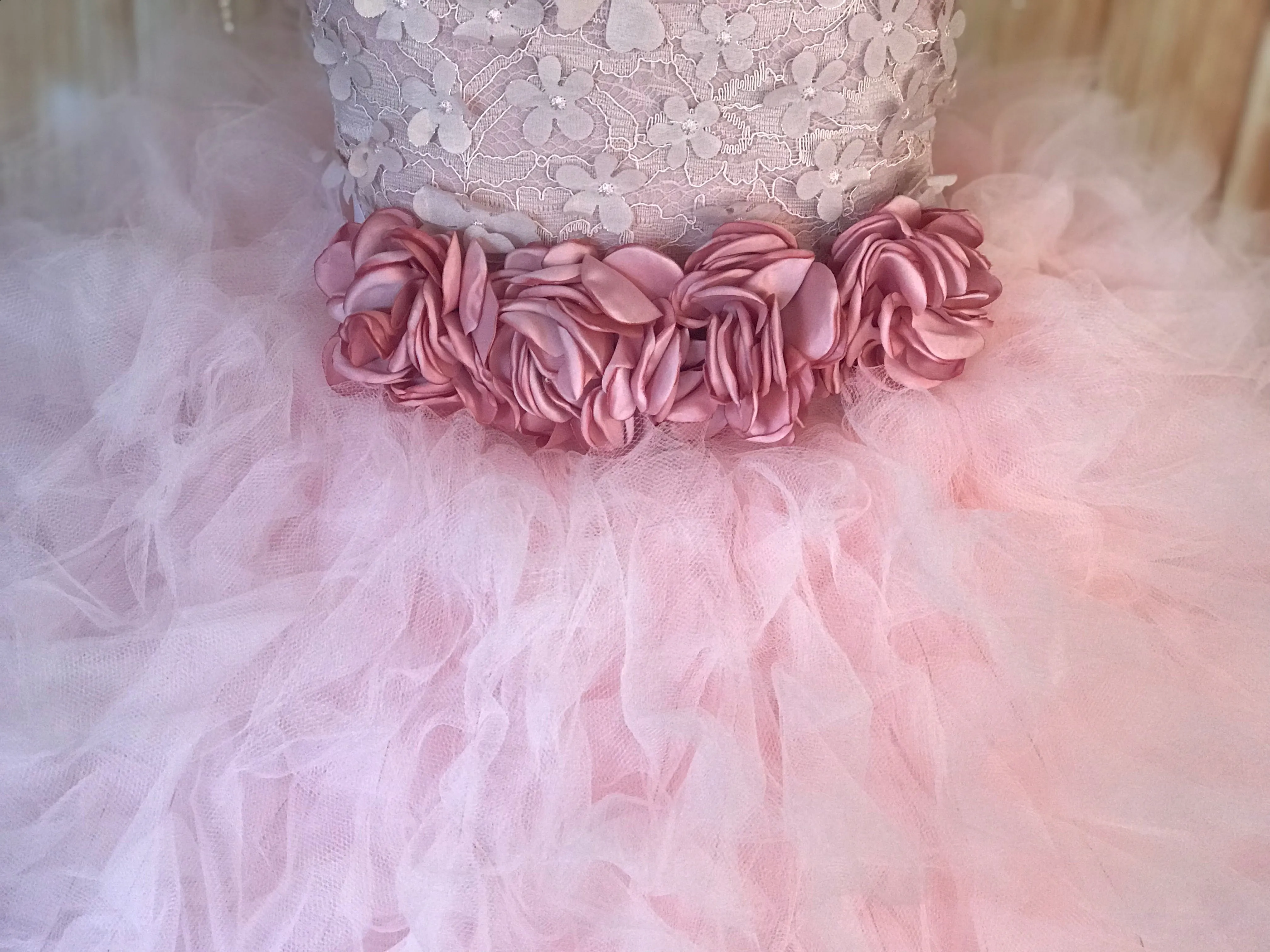 Blush Lace Ruffled Tutu Dress