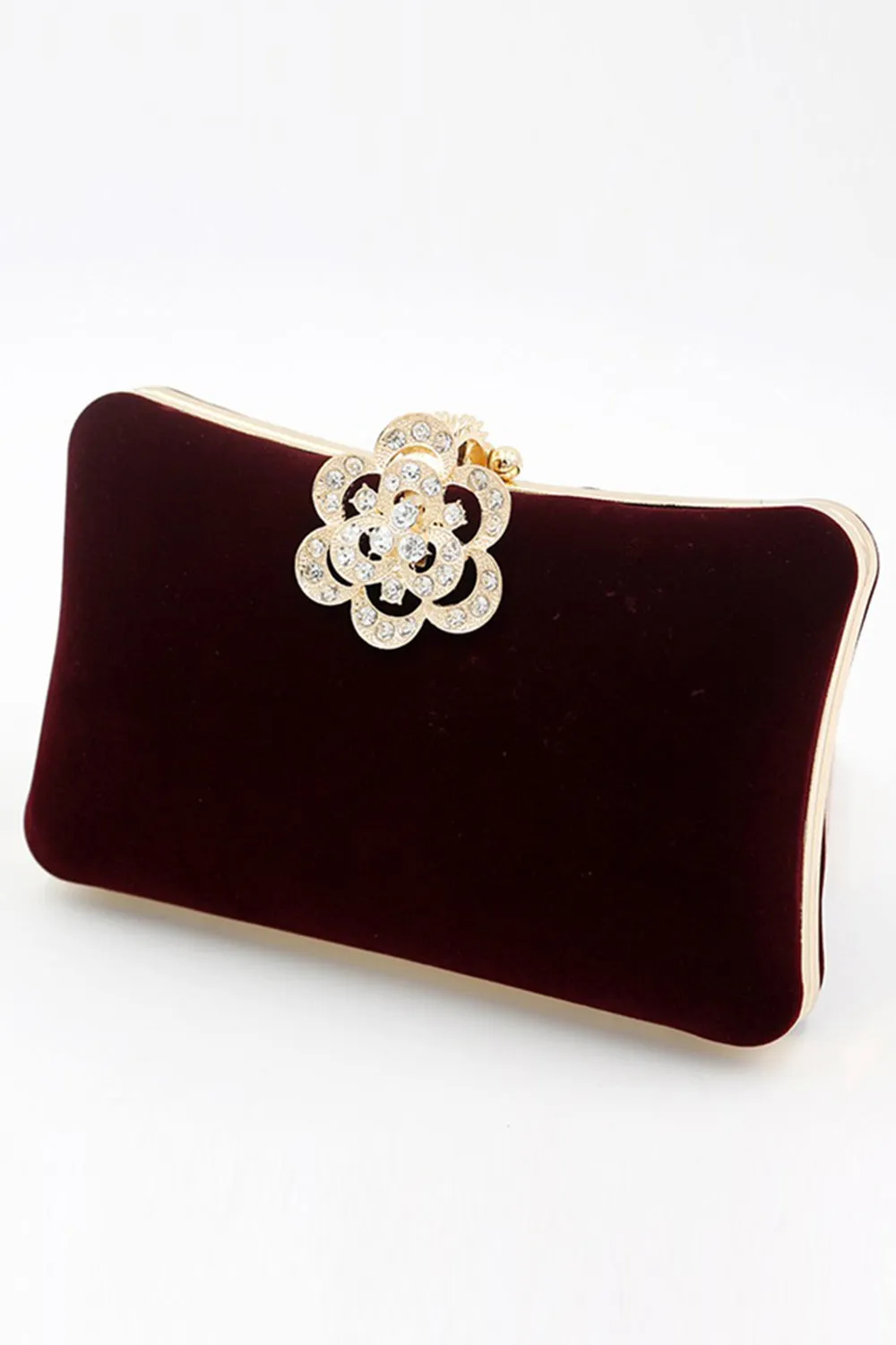 Burgundy Velvet Shoulder Chain Bag