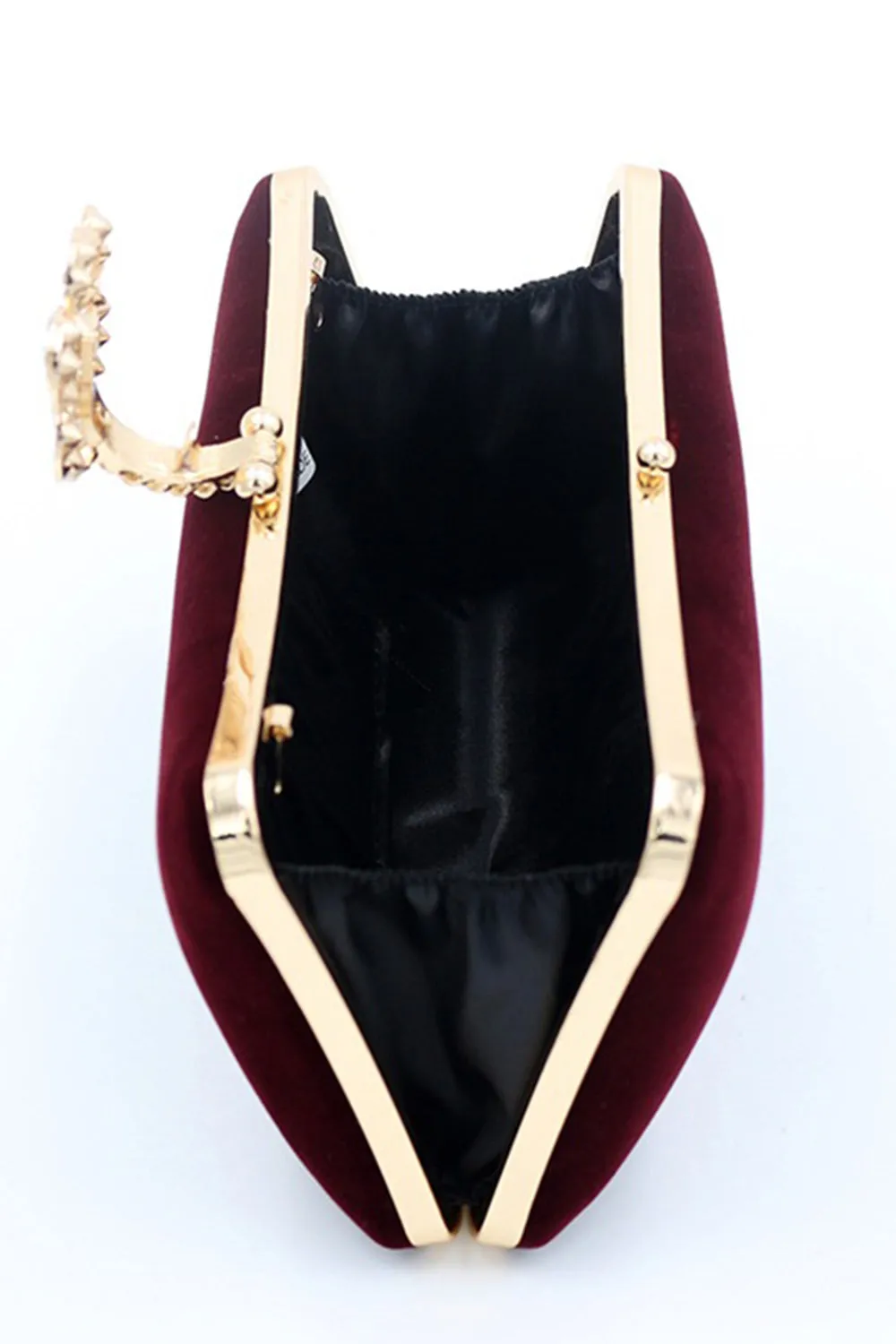 Burgundy Velvet Shoulder Chain Bag