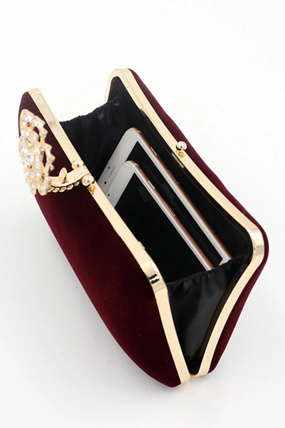 Burgundy Velvet Shoulder Chain Bag