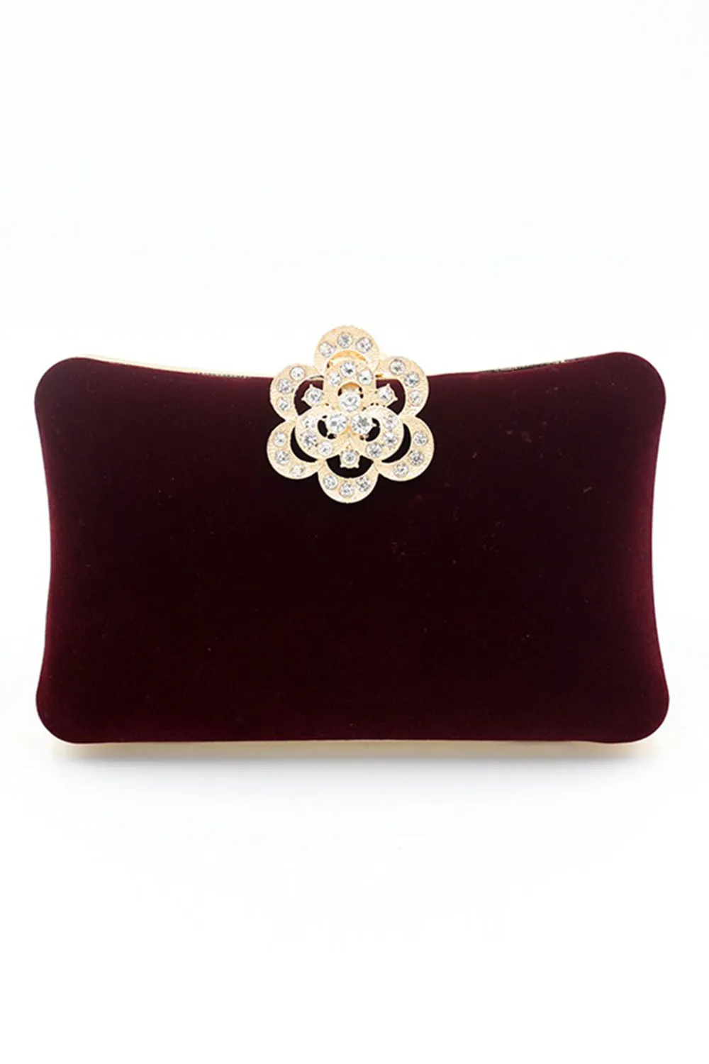 Burgundy Velvet Shoulder Chain Bag