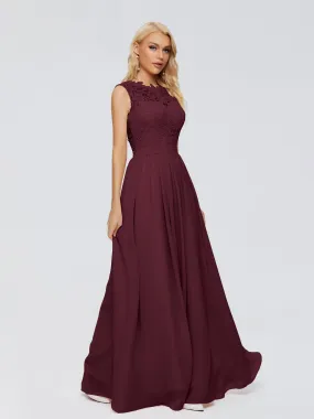 Chiffon Cabernet Bridesmaid Dresses Melody Elegant Bateau Chiffon Bridesmaid Dresses