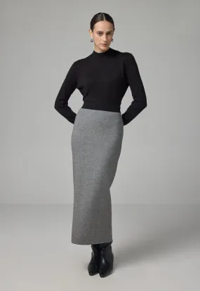 Choice Knitted Straight Cut Solid Skirt Black