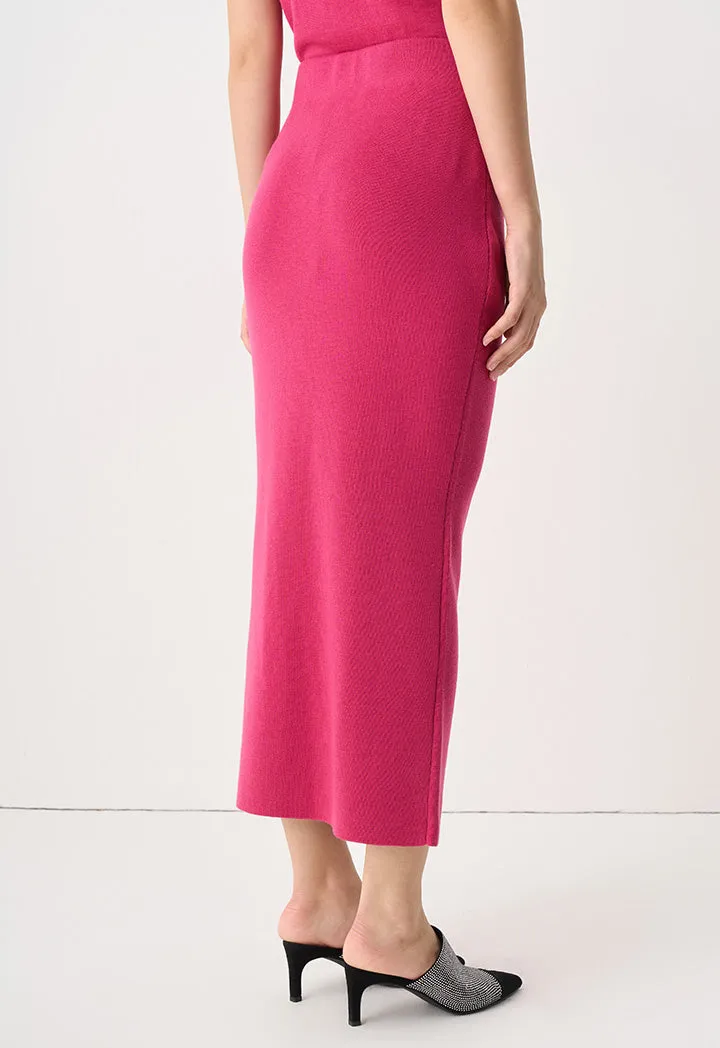 Choice Solid Knitted Skirt Fuchsia