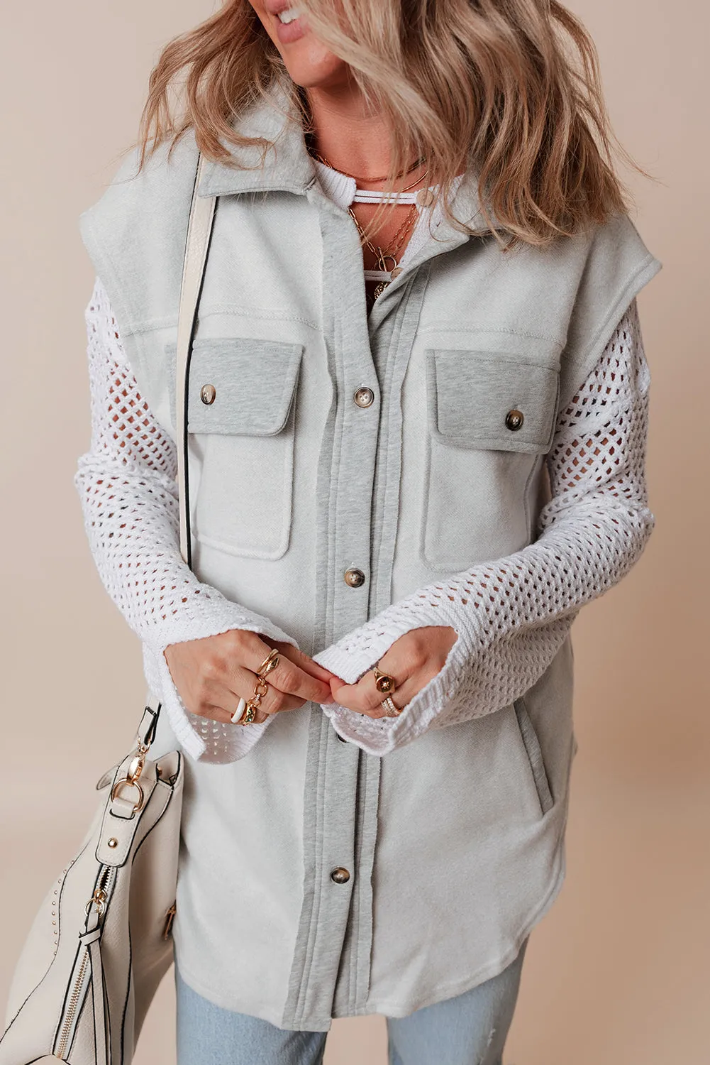 Contrast Buttons Jacket Vest