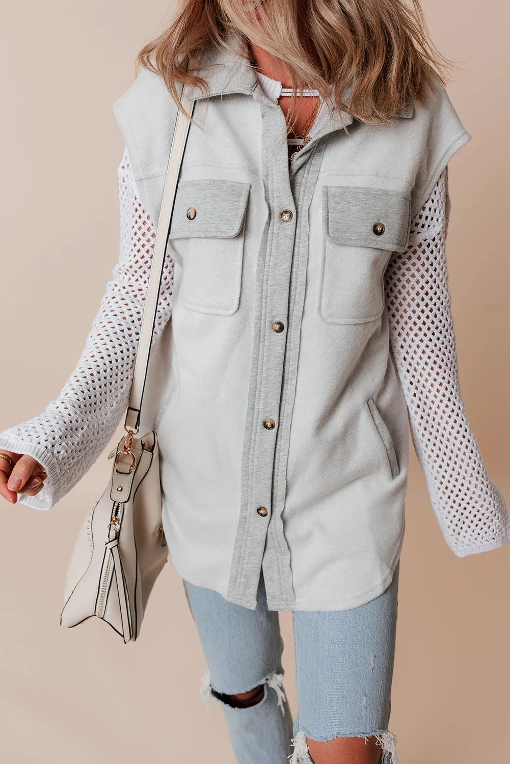 Contrast Buttons Jacket Vest