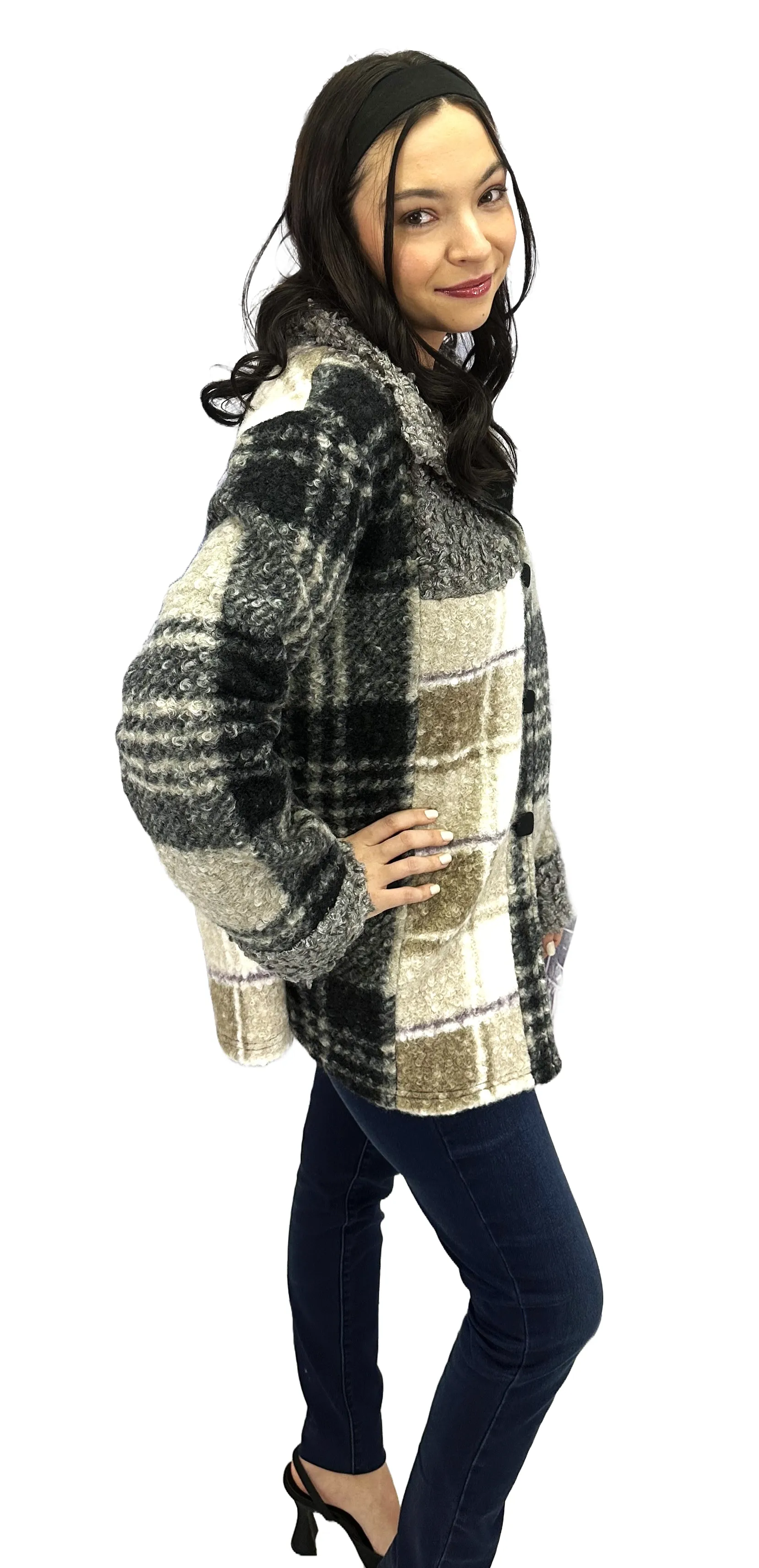 Cute and Classy Woven Plaid Coat