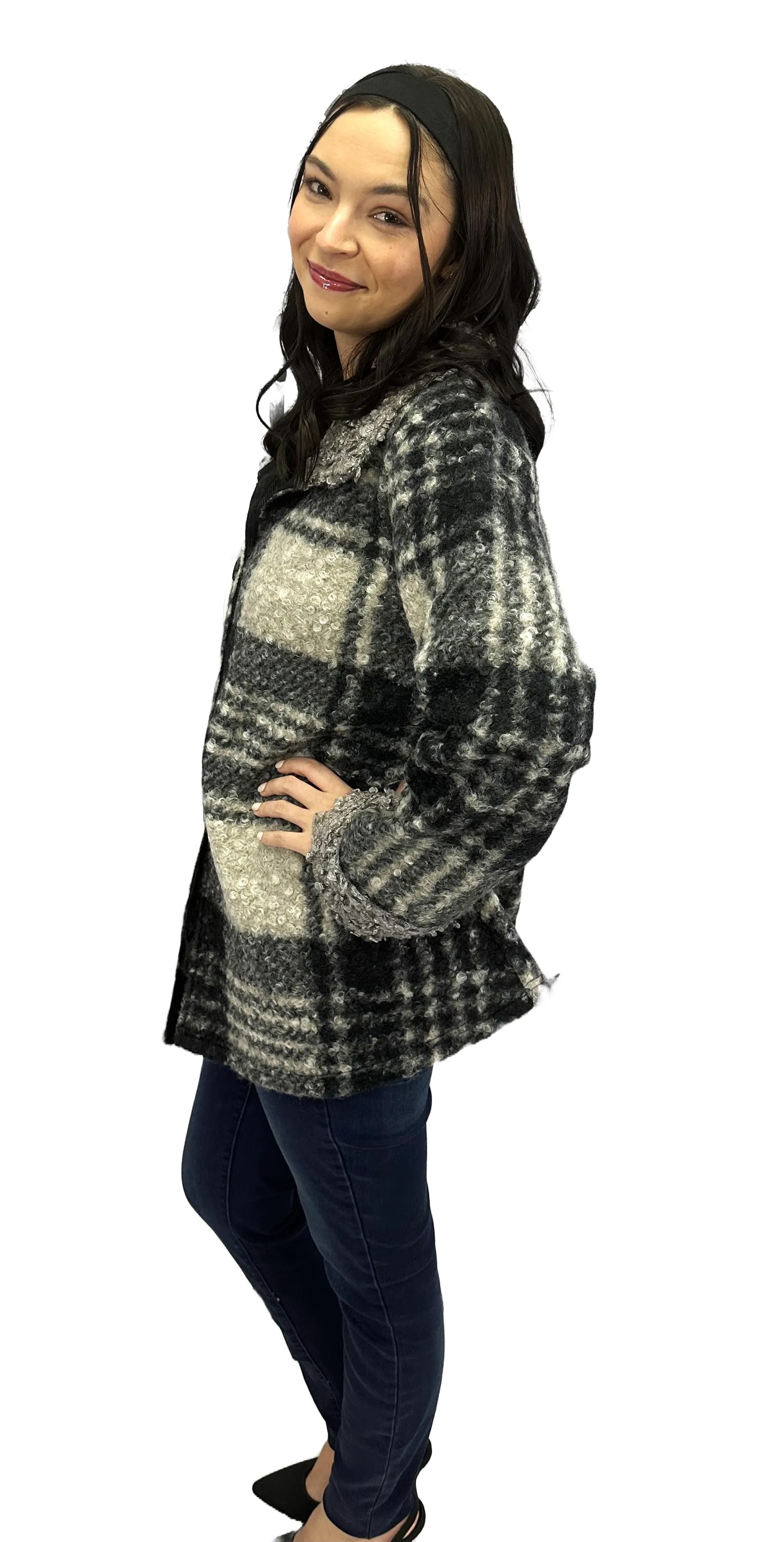 Cute and Classy Woven Plaid Coat