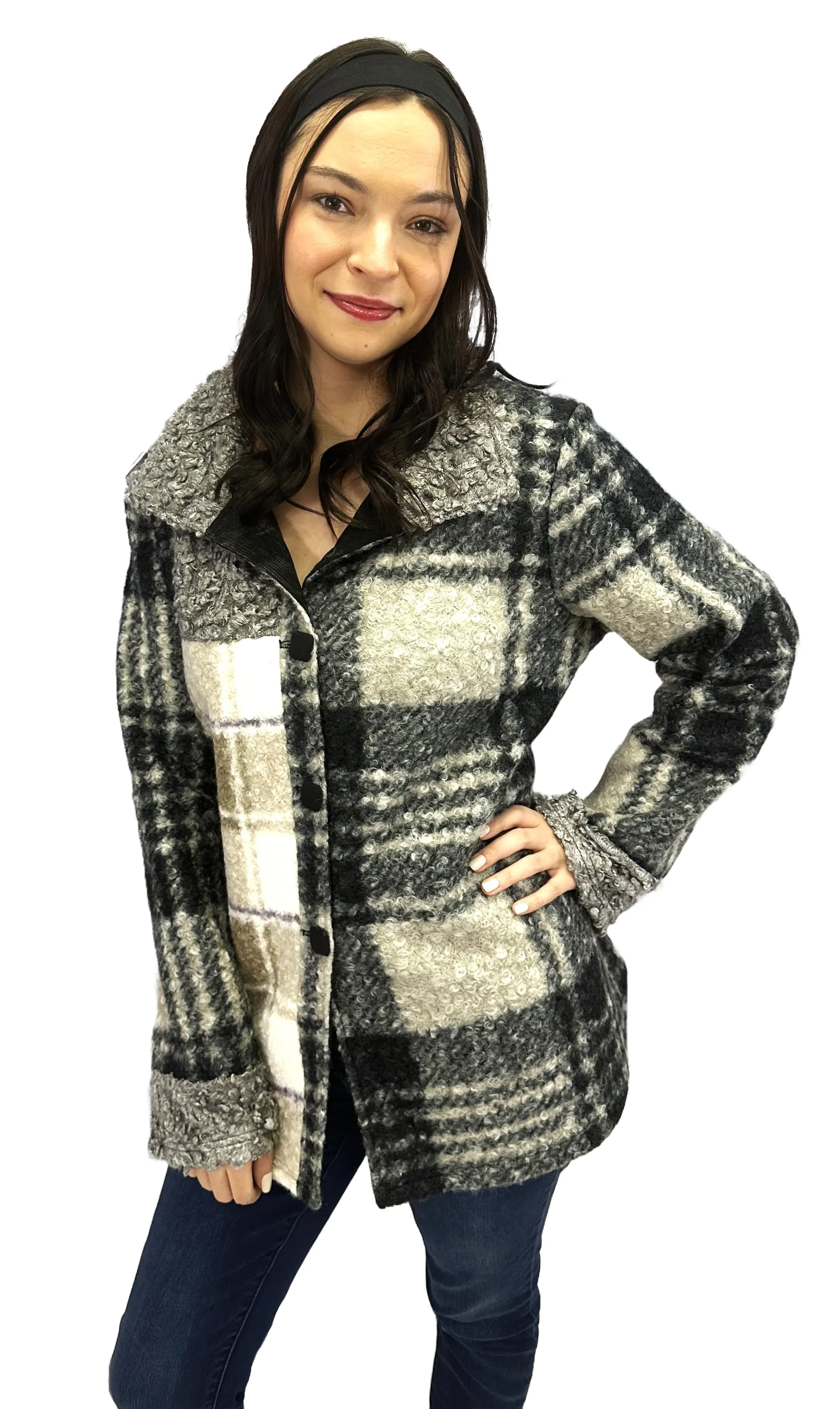 Cute and Classy Woven Plaid Coat