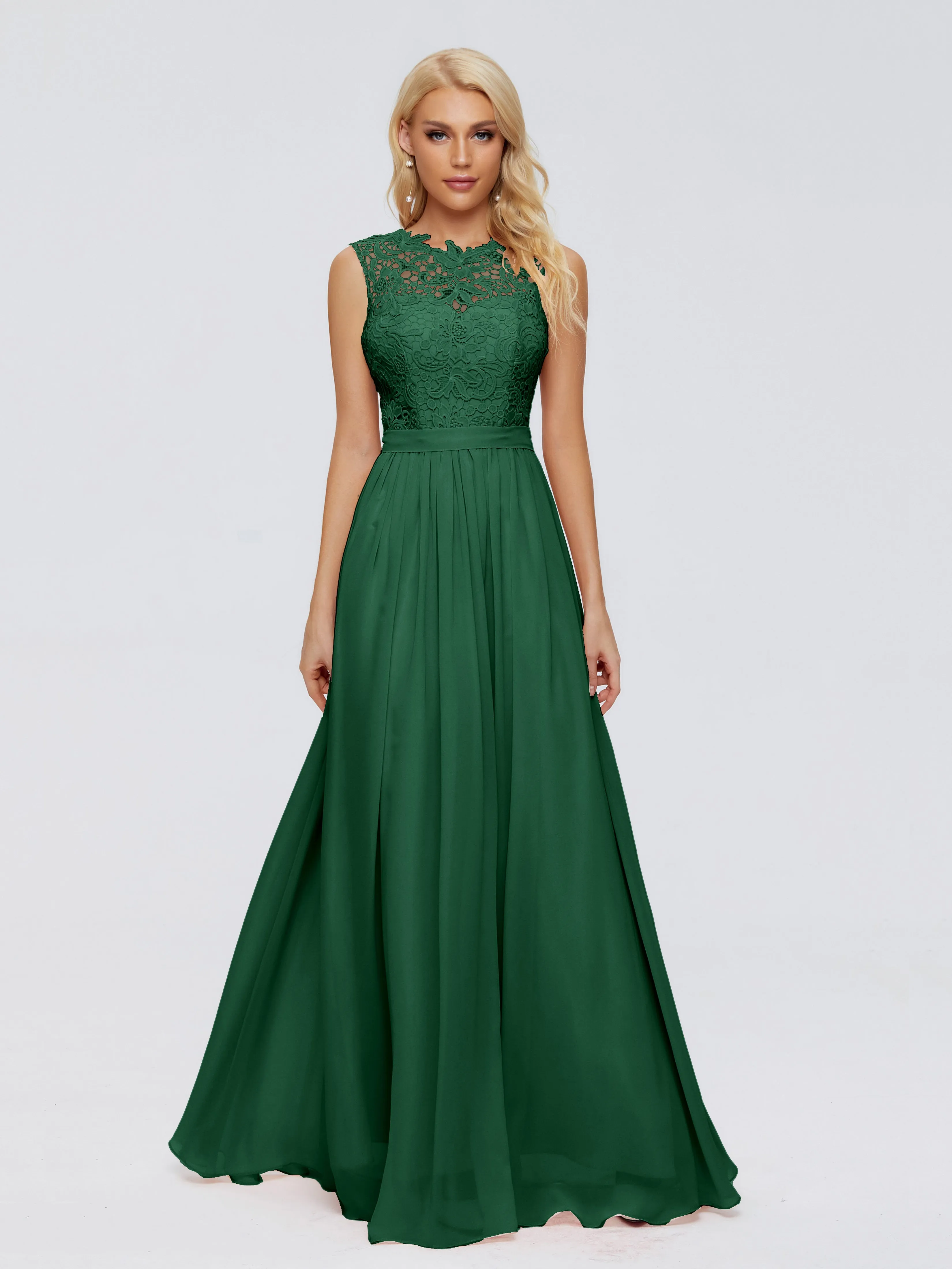 Dark Green Bridesmaids Melody Elegant Bateau Chiffon Bridesmaid Dresses