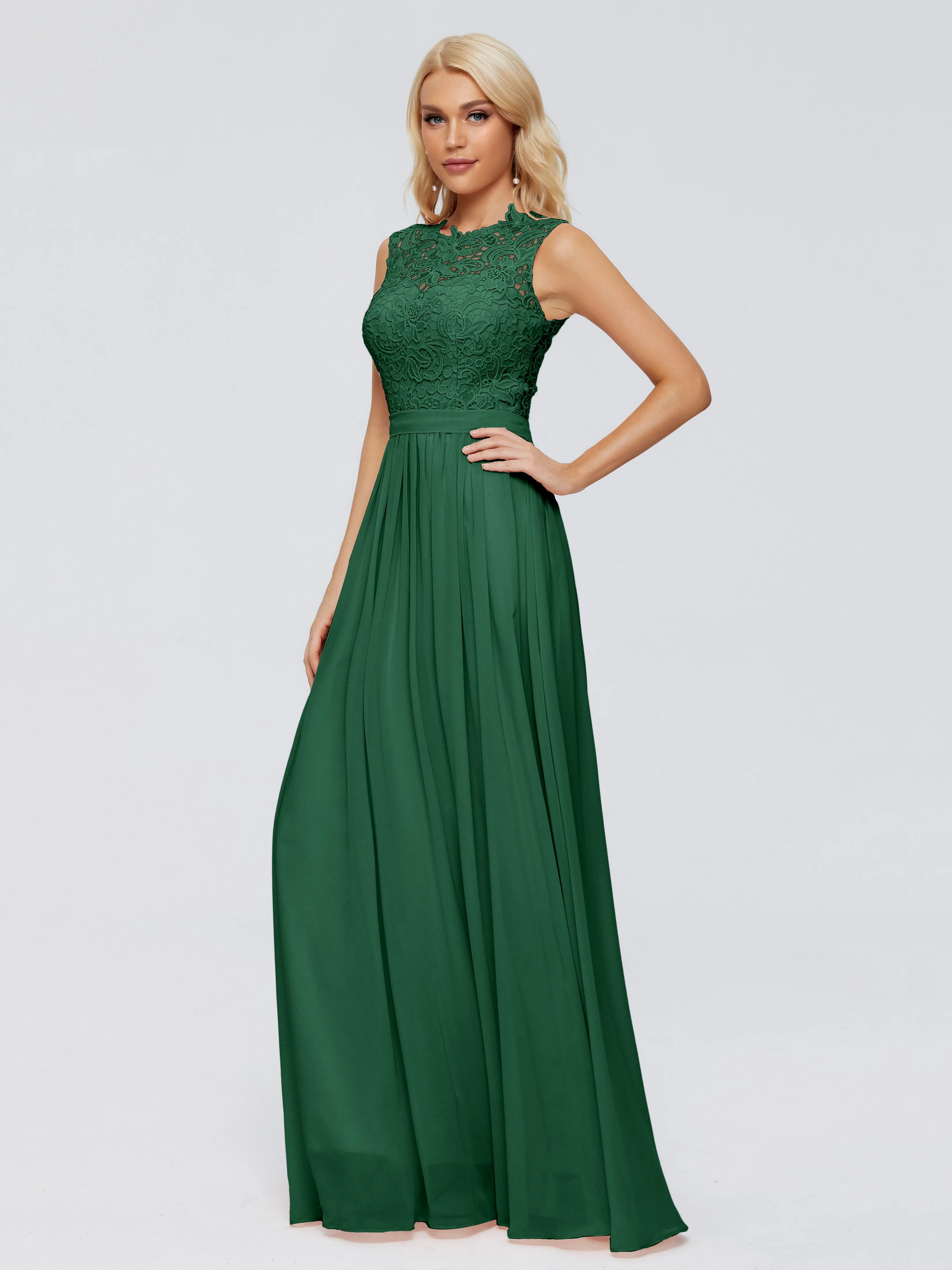 Dark Green Bridesmaids Melody Elegant Bateau Chiffon Bridesmaid Dresses