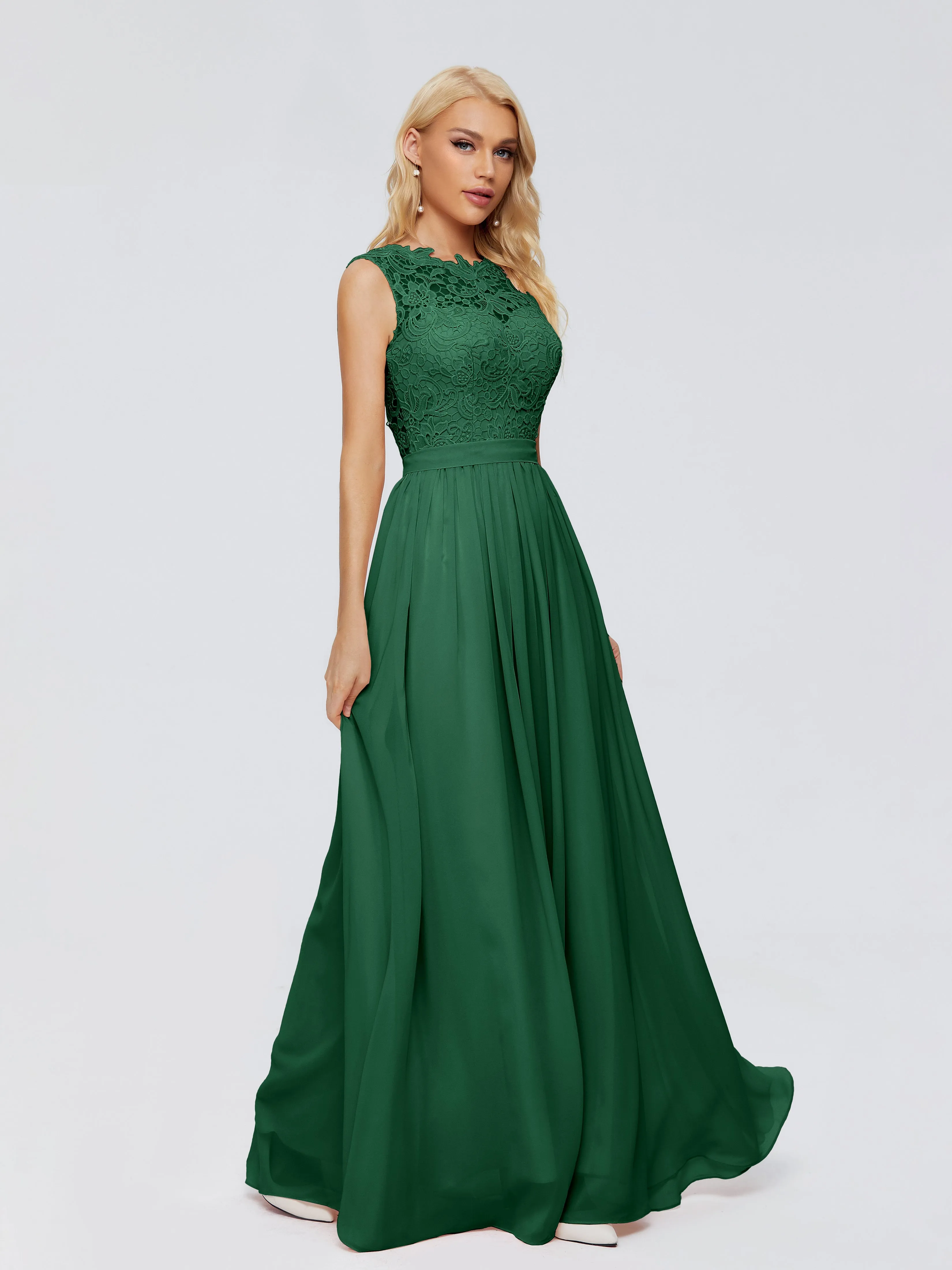 Dark Green Bridesmaids Melody Elegant Bateau Chiffon Bridesmaid Dresses