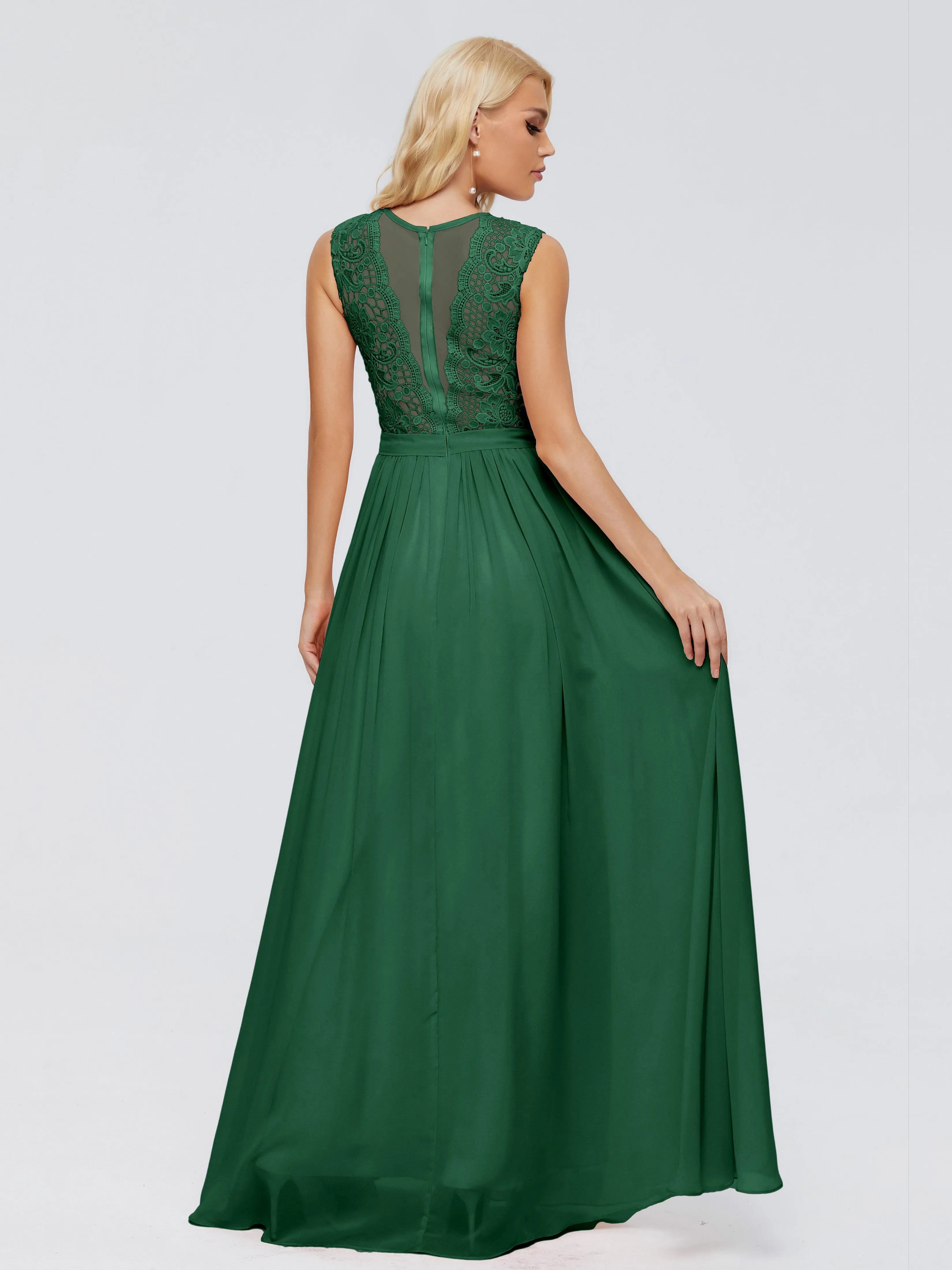 Dark Green Bridesmaids Melody Elegant Bateau Chiffon Bridesmaid Dresses