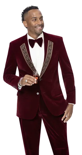 EJ Samuel Modern Fit Fashion Suit JP110 - Burgundy