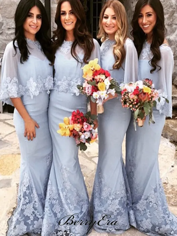 Elegant Lace Mermaid Bridesmaid Dresses, Fancy Wedding Guest Dresses