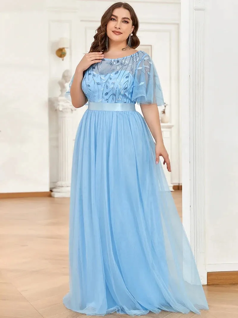 Elegant Plus Size Sequined Evening Dresses