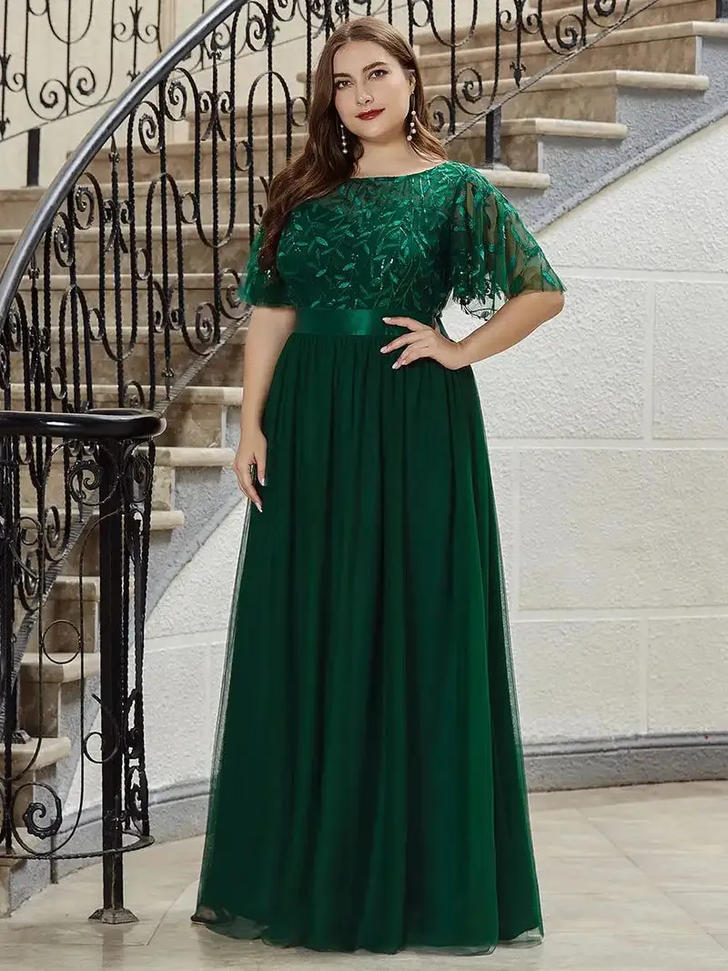 Elegant Plus Size Sequined Evening Dresses