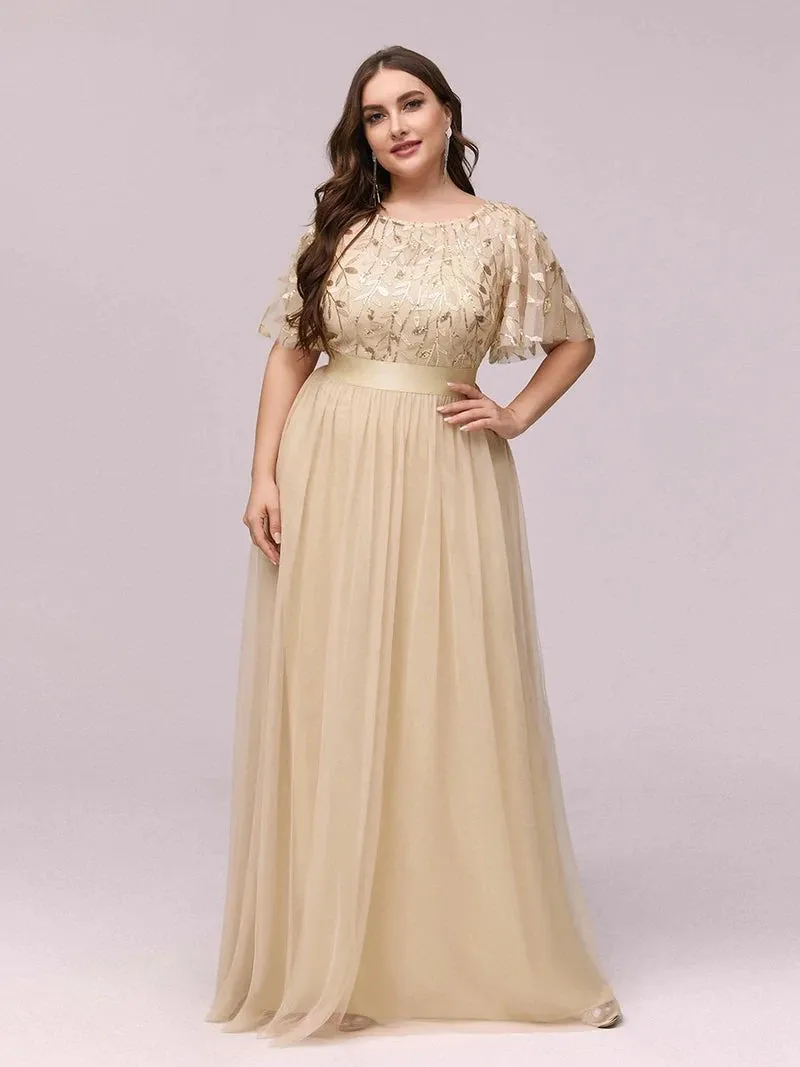 Elegant Plus Size Sequined Evening Dresses