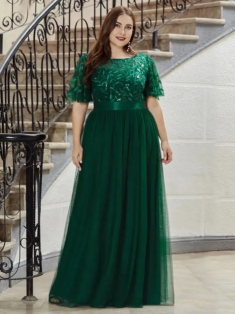 Elegant Plus Size Sequined Evening Dresses