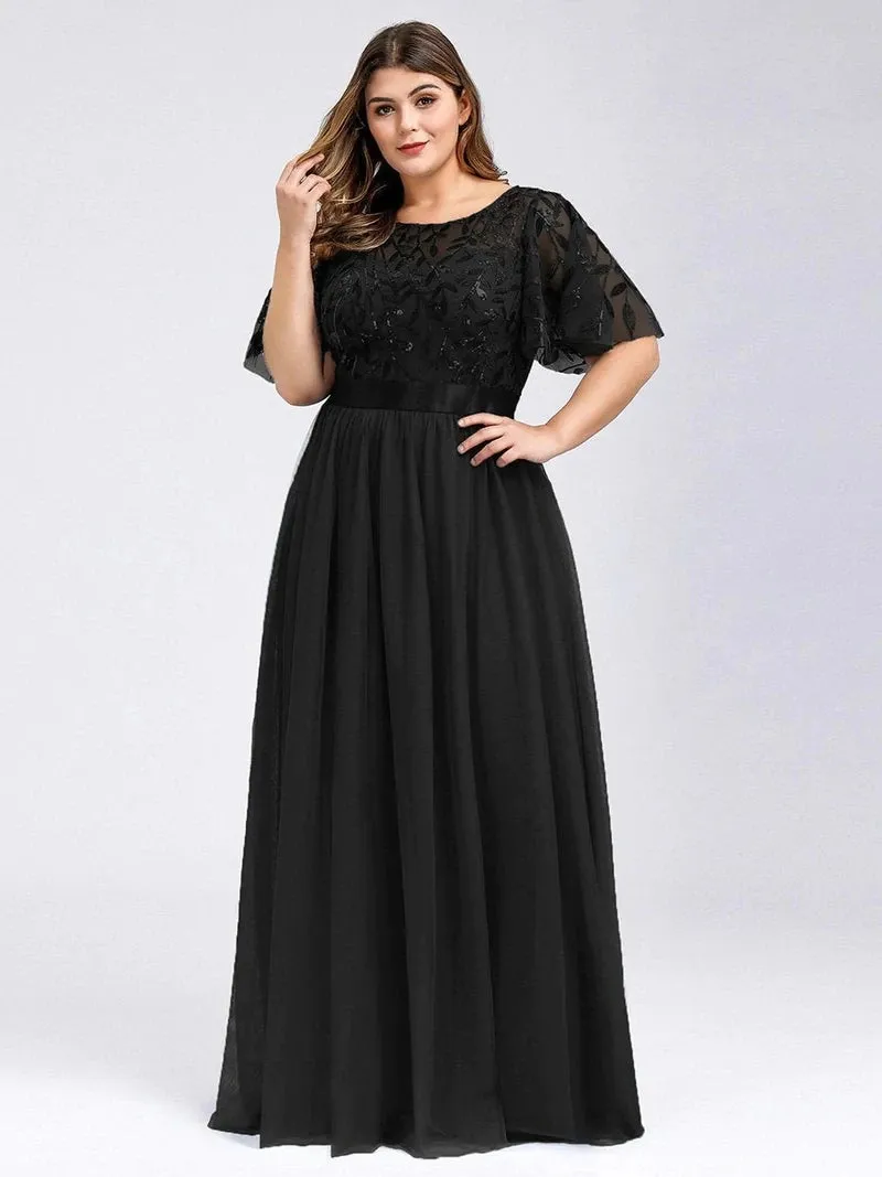 Elegant Plus Size Sequined Evening Dresses