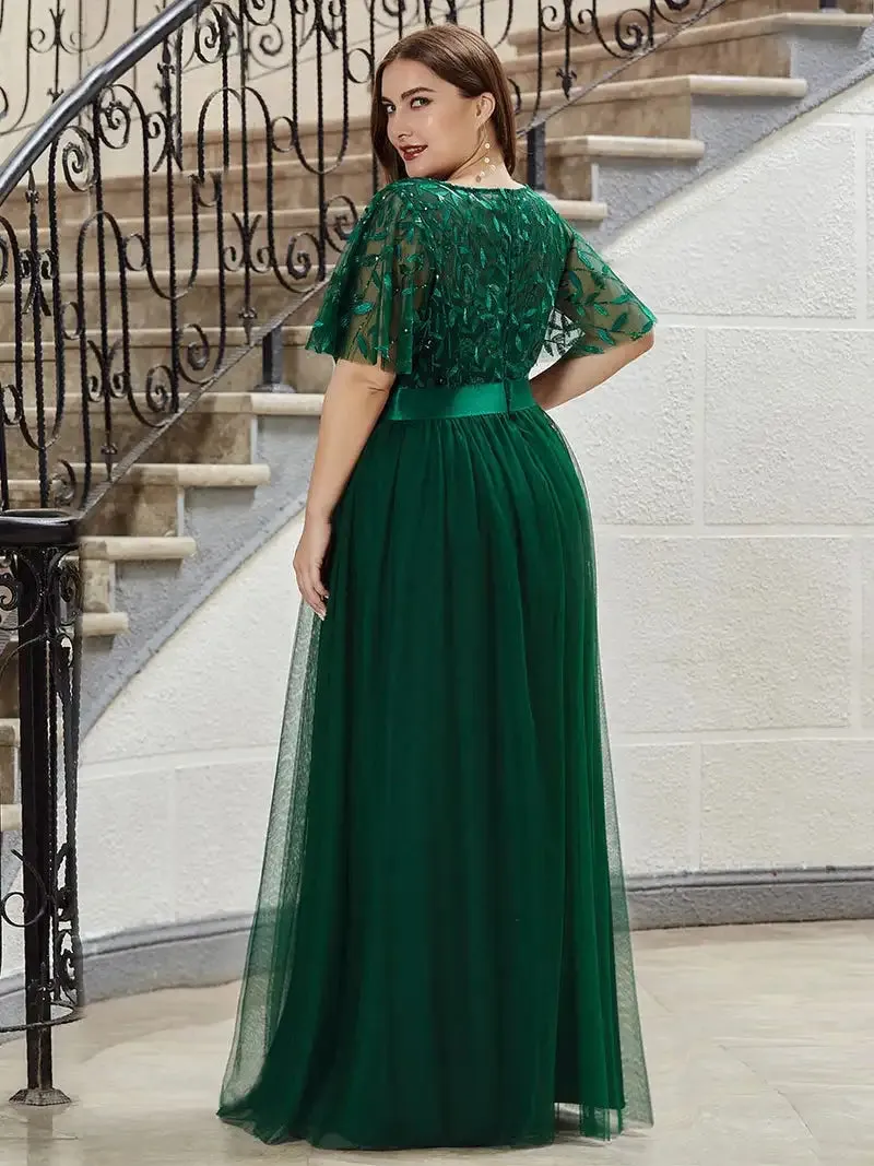 Elegant Plus Size Sequined Evening Dresses