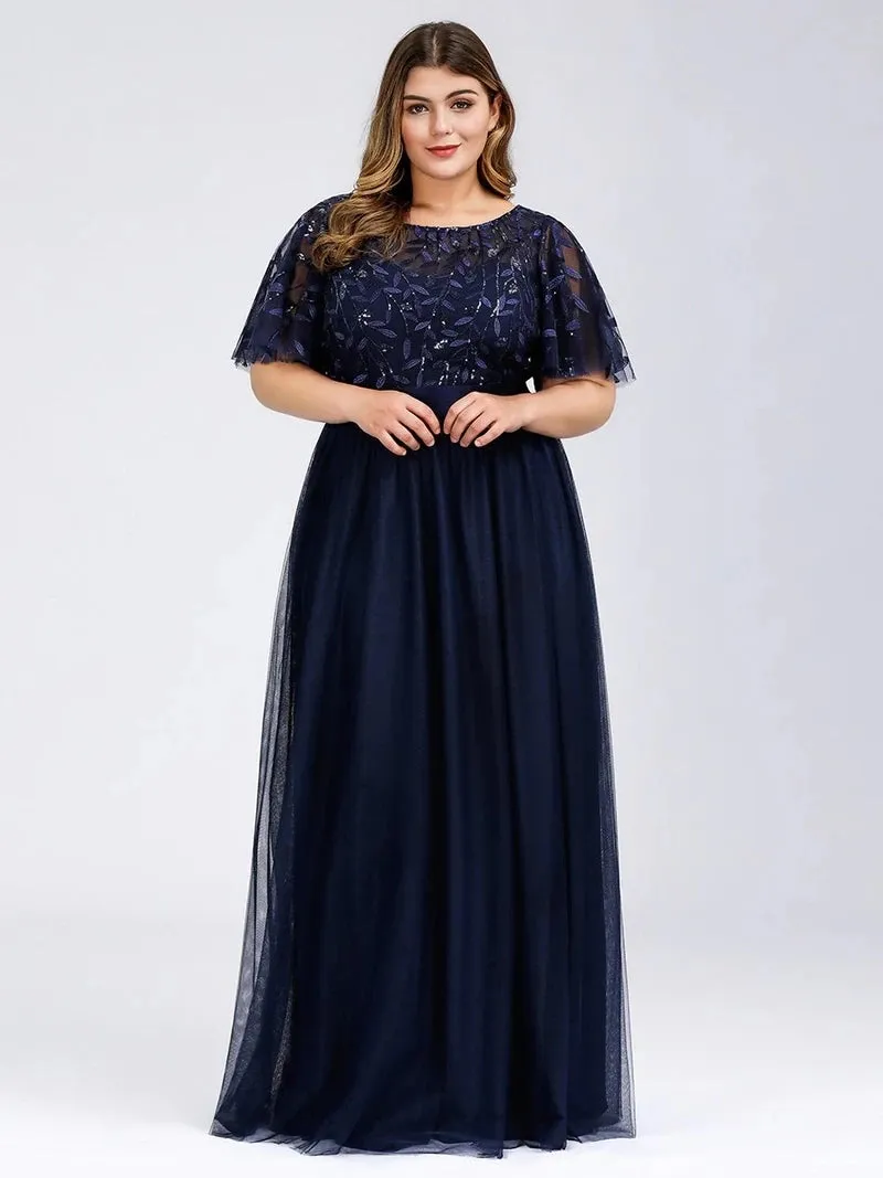 Elegant Plus Size Sequined Evening Dresses