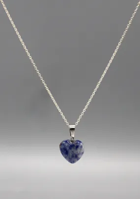 Elegant White and Blue Lapis Heart Pendant