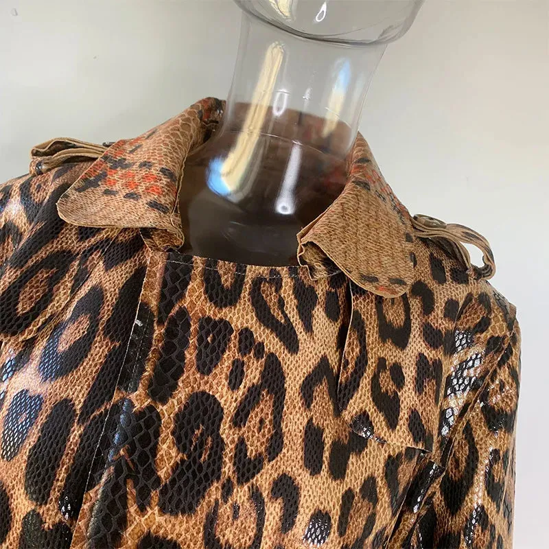 Foxy Leopard Print Trench Coat