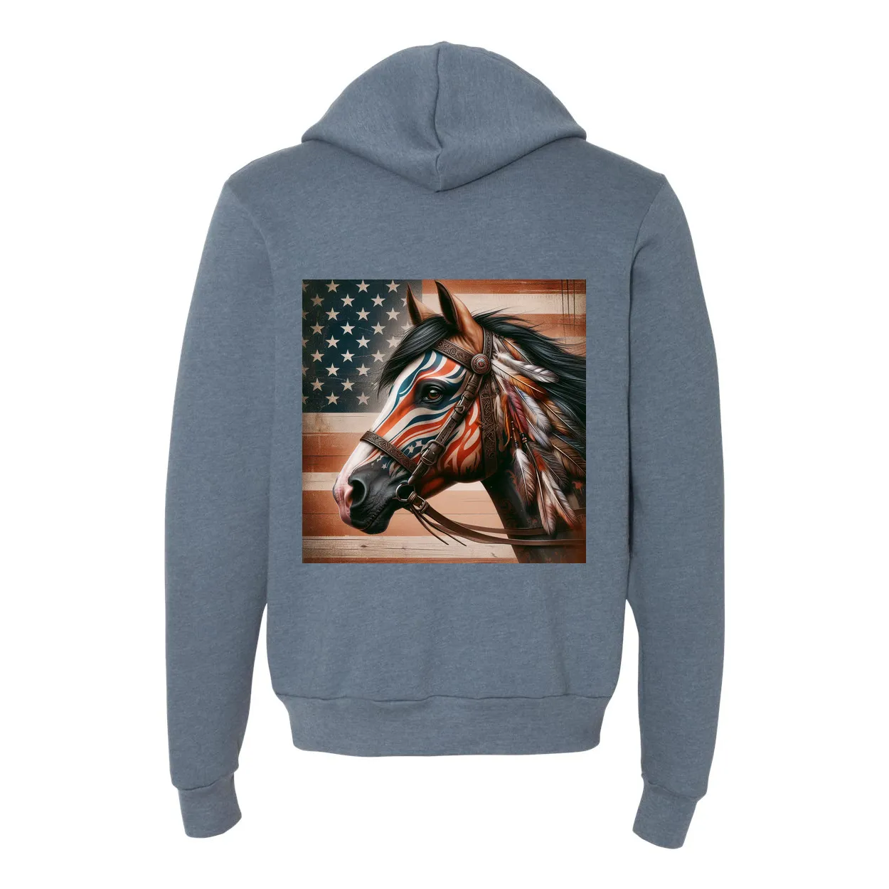 Freedom Horse American Flag Zip-Up Front Pocket Sweatshirts