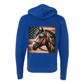 Freedom Horse American Flag Zip-Up Front Pocket Sweatshirts