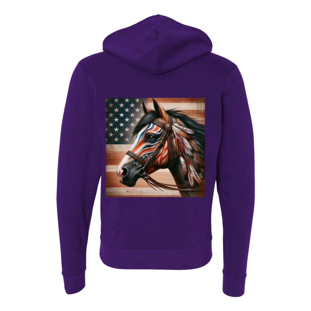 Freedom Horse American Flag Zip-Up Front Pocket Sweatshirts