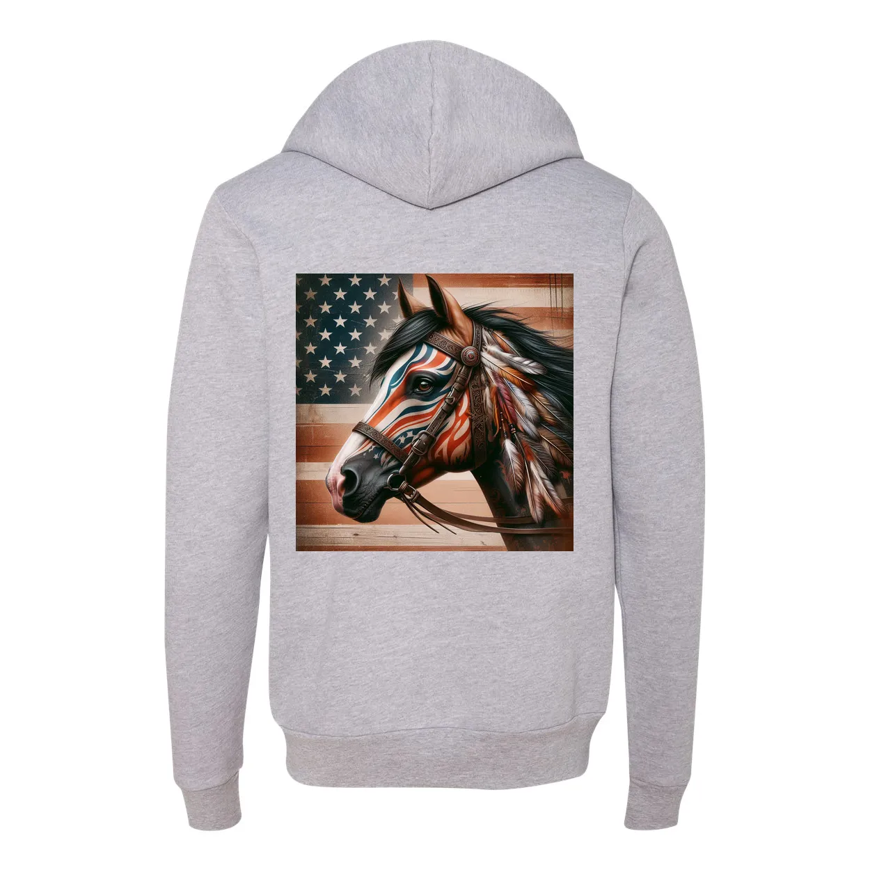 Freedom Horse American Flag Zip-Up Front Pocket Sweatshirts