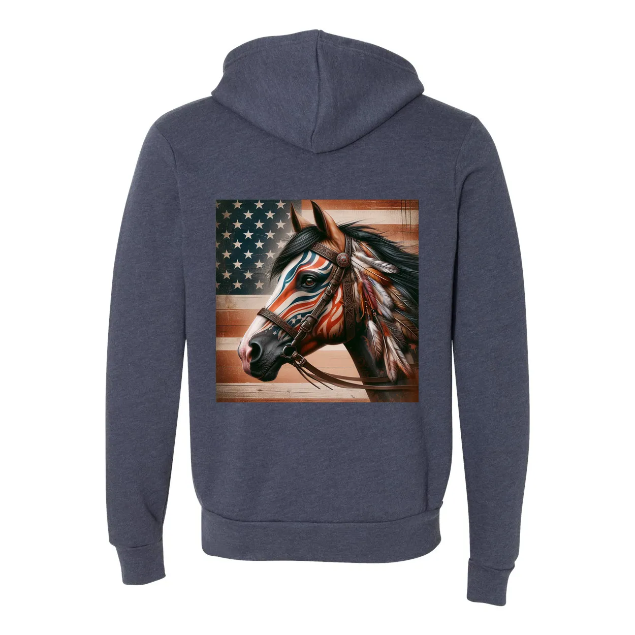 Freedom Horse American Flag Zip-Up Front Pocket Sweatshirts