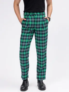 Gant Men Green Checked Slim Fit Mid Rise Trouser