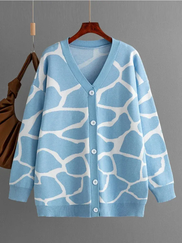 Giraffe’s Skin Print Pattern Sweater Cardigans