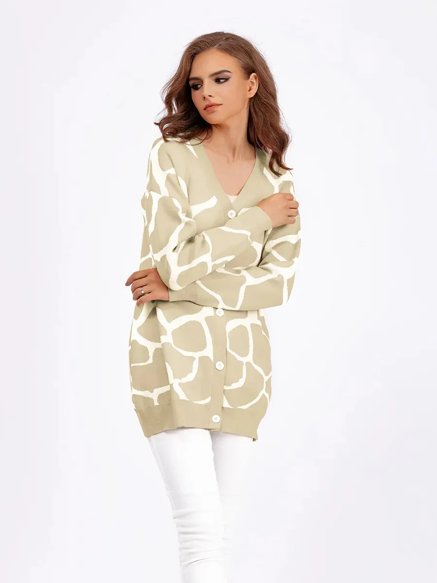 Giraffe’s Skin Print Pattern Sweater Cardigans