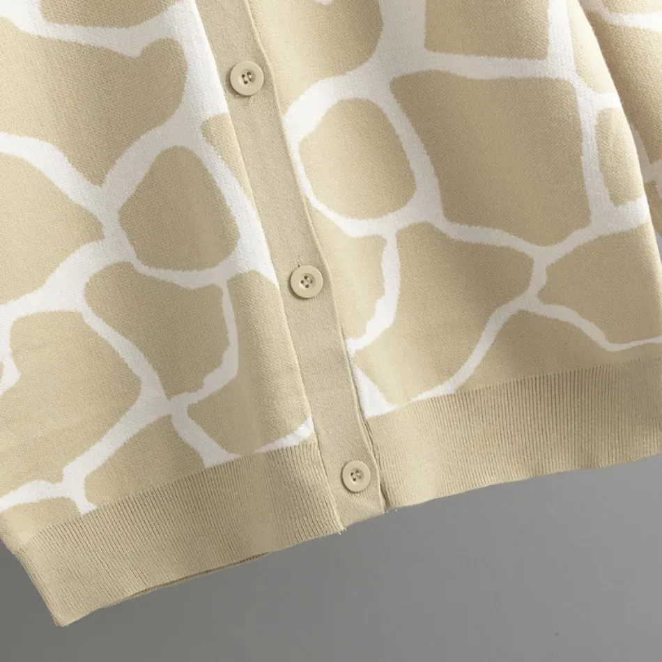 Giraffe’s Skin Print Pattern Sweater Cardigans