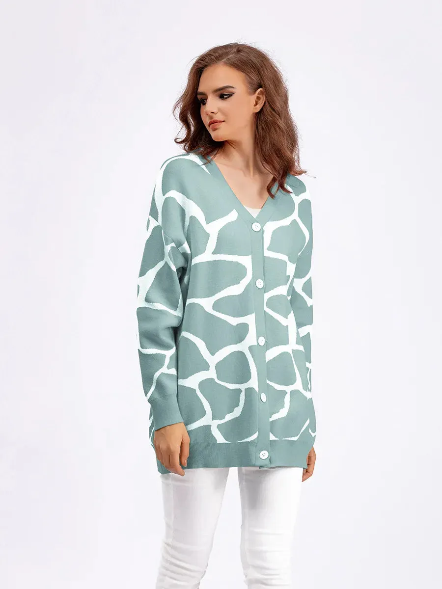 Giraffe’s Skin Print Pattern Sweater Cardigans