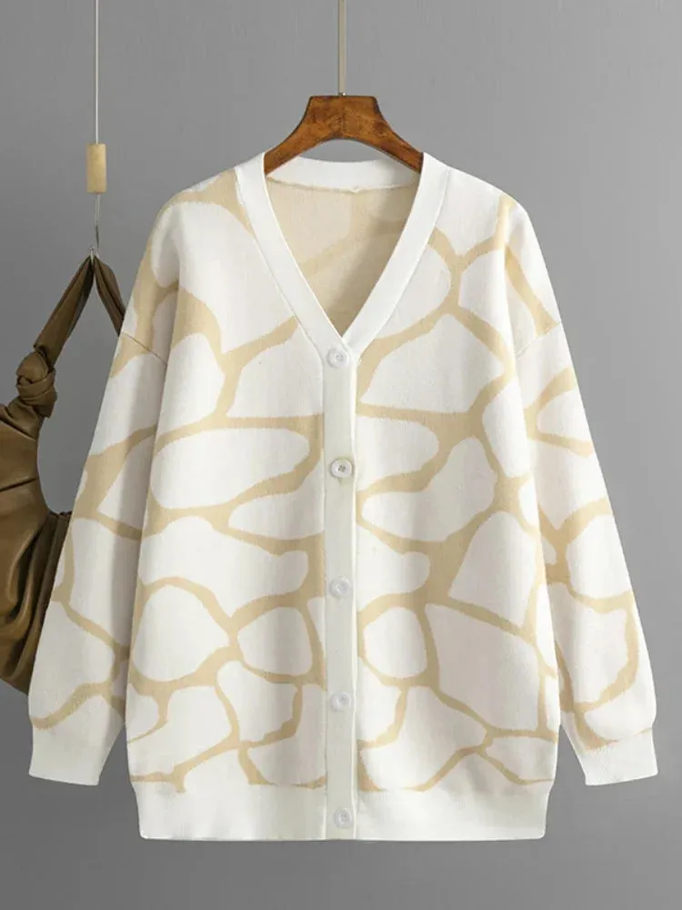 Giraffe’s Skin Print Pattern Sweater Cardigans