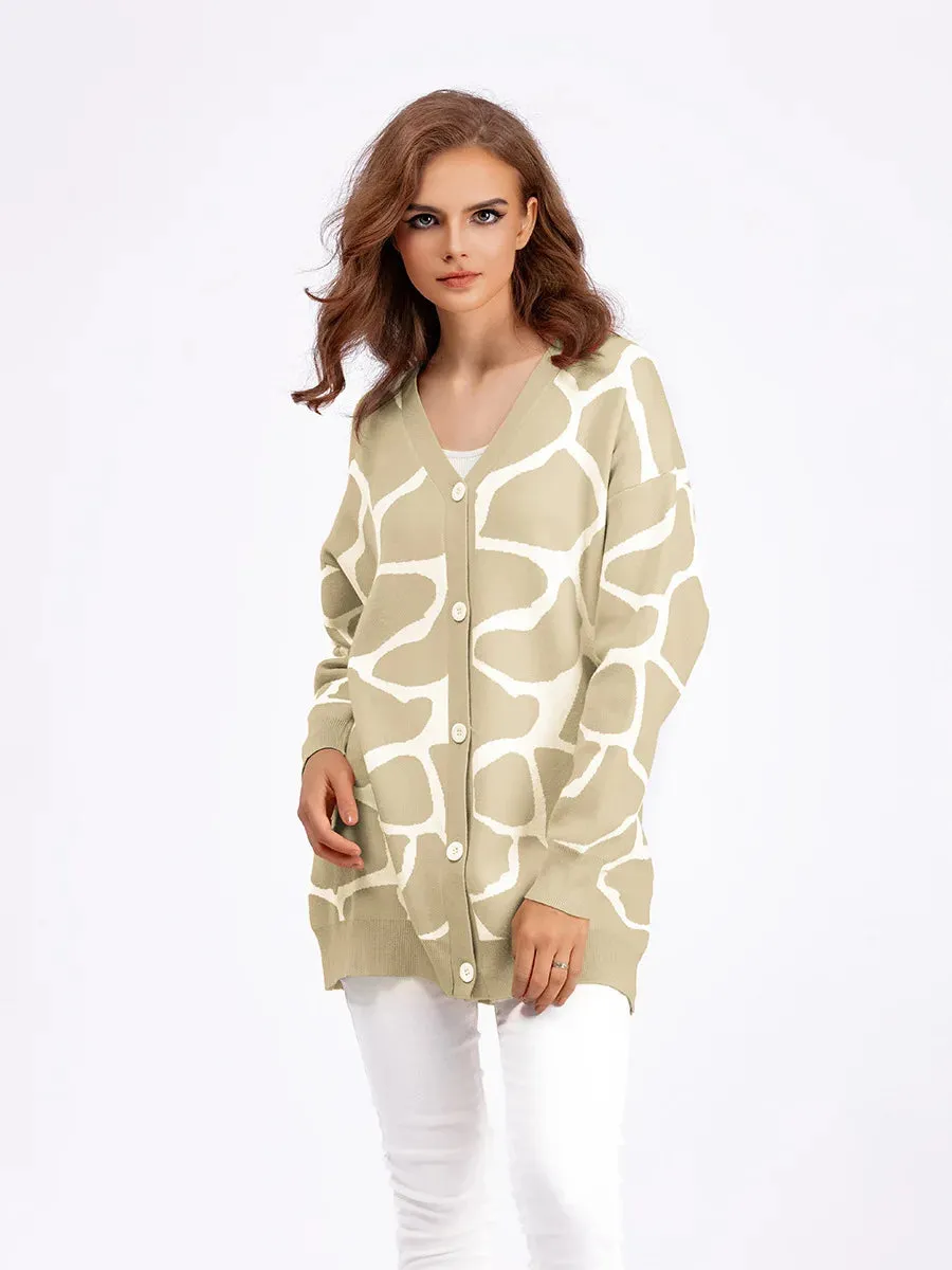 Giraffe’s Skin Print Pattern Sweater Cardigans