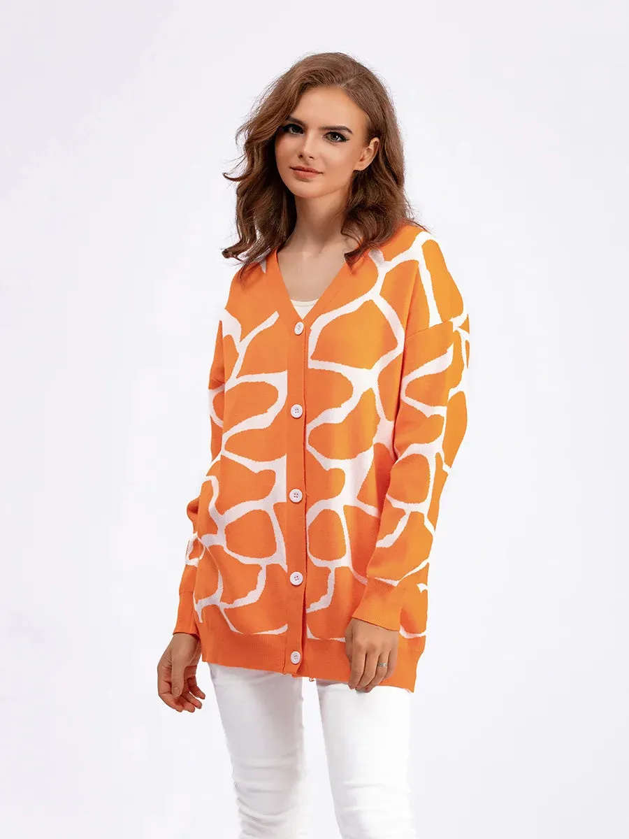 Giraffe’s Skin Print Pattern Sweater Cardigans