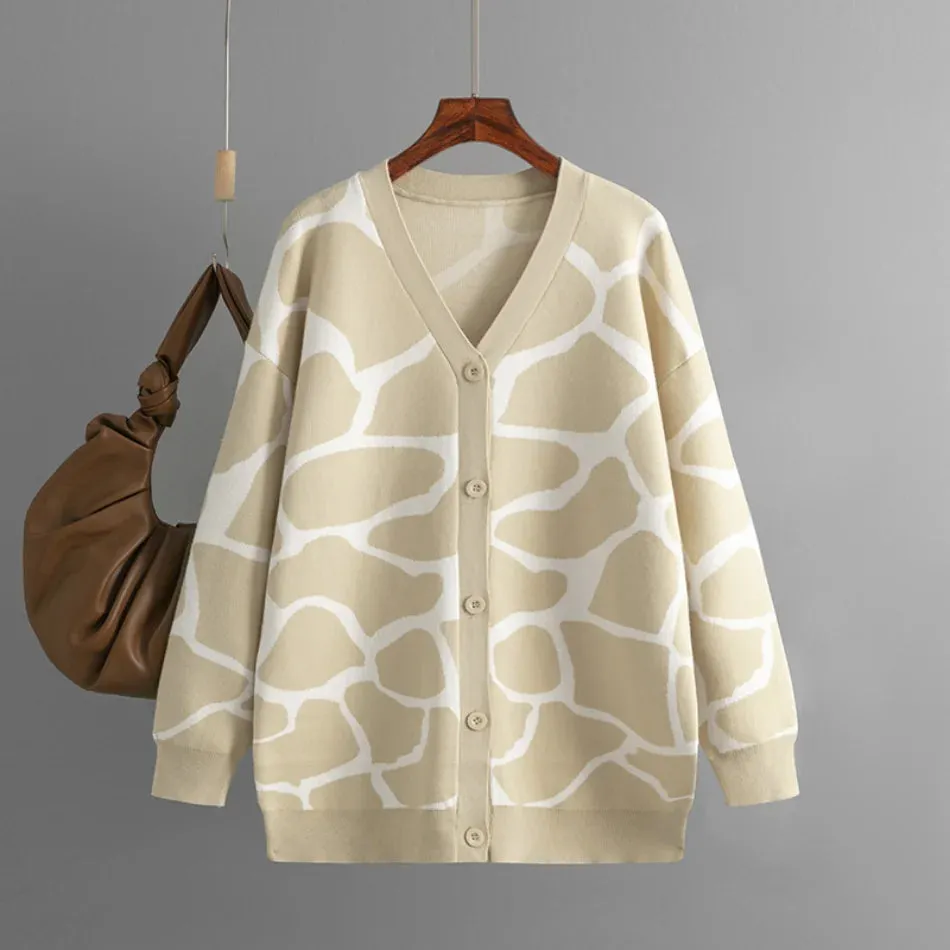 Giraffe’s Skin Print Pattern Sweater Cardigans