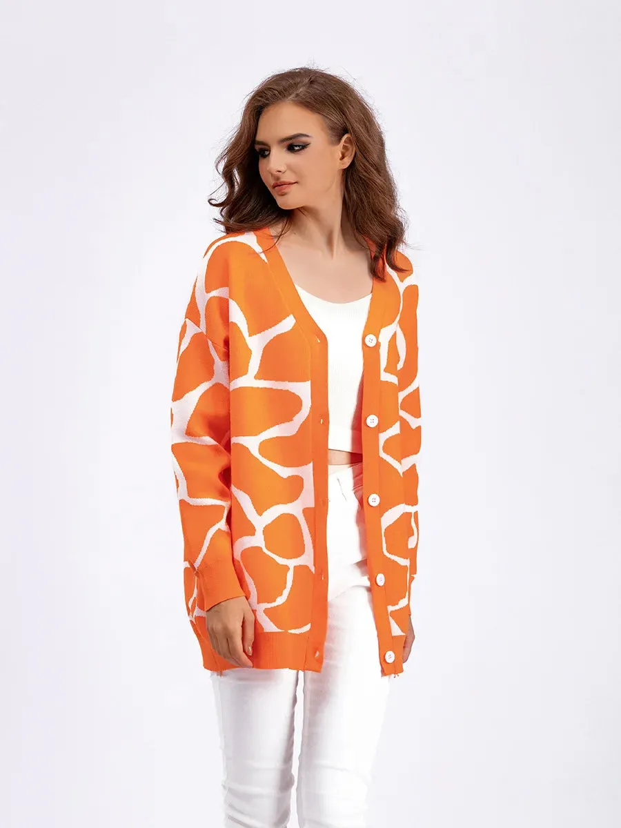 Giraffe’s Skin Print Pattern Sweater Cardigans