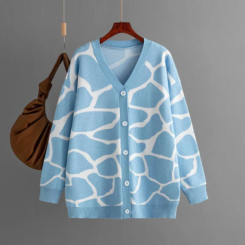 Giraffe’s Skin Print Pattern Sweater Cardigans